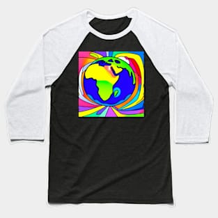 Vibrant 70s Style Planet Earth (MD23ERD004) Baseball T-Shirt